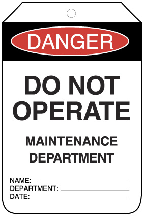 TAG DANGER-DO NOT OPERTATE (MAINT.) (PKT 100)